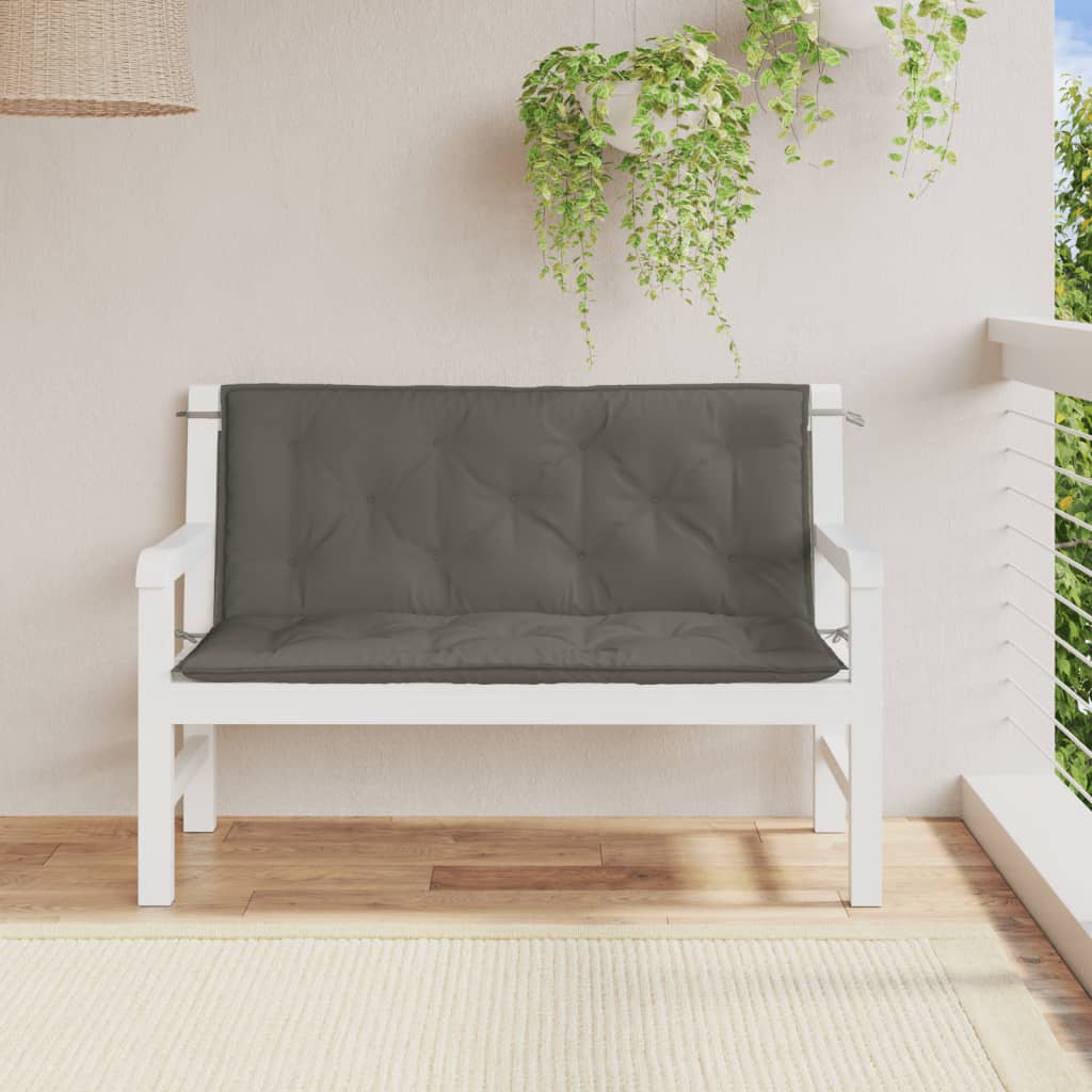 Vidaxl Garden Banc Cushions 2 PCS 120x50x7 cm Tissu mixte gris foncé