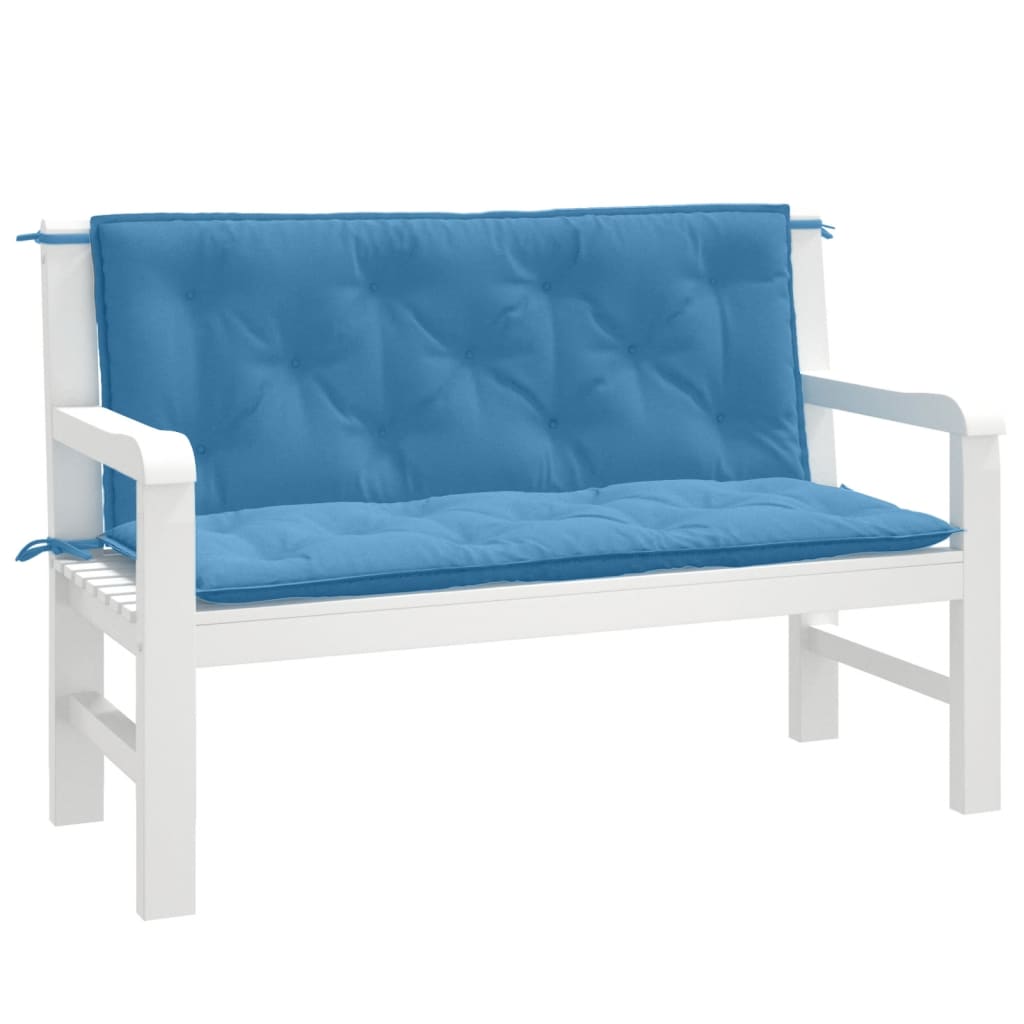 Vidaxl Garden Bench Puder 2 Stcs 120x50x7 cm Stof blandet blå