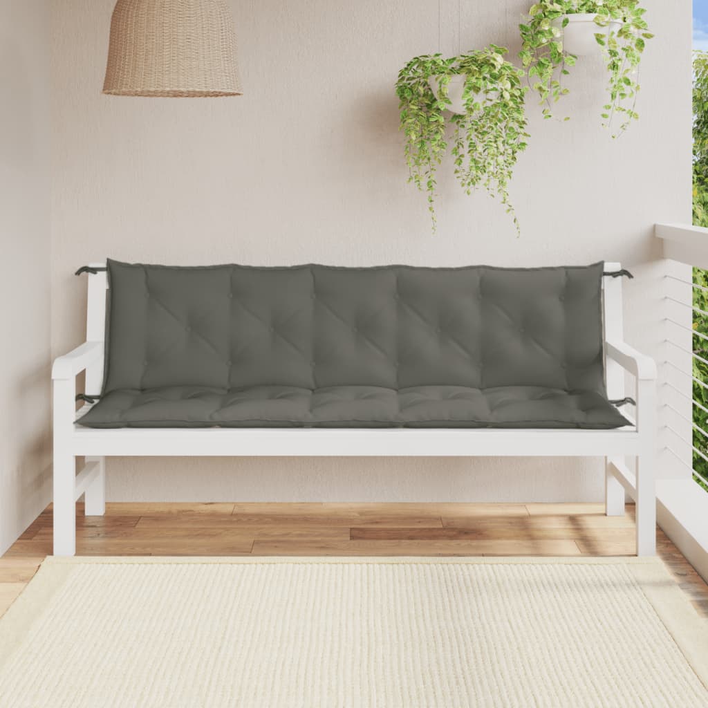 Cojines de banco de jardín Vidaxl 2 pcs 180x50x7 CM tela mixta gris oscuro