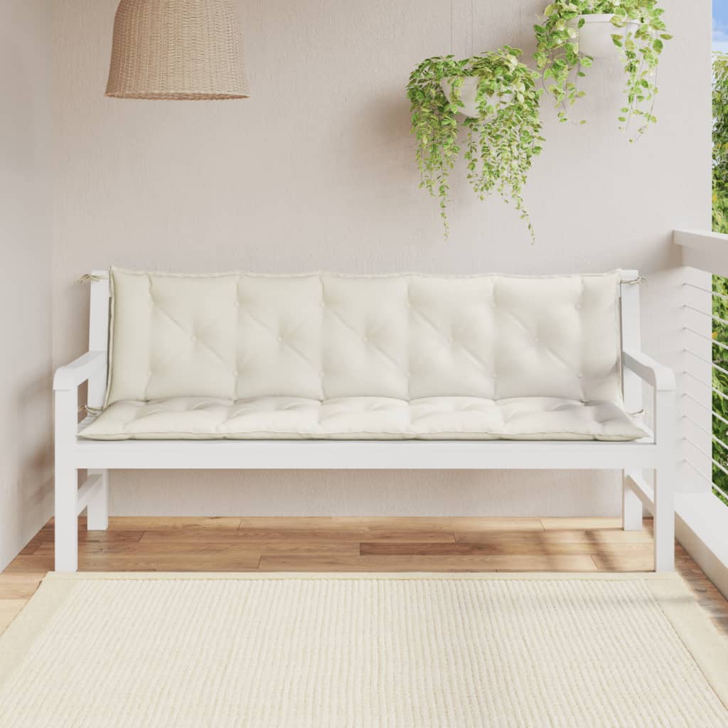 Vidaxl Garden Bench Puder 2 PCS 180x50x7 cm stof Blandet fløde -farvet