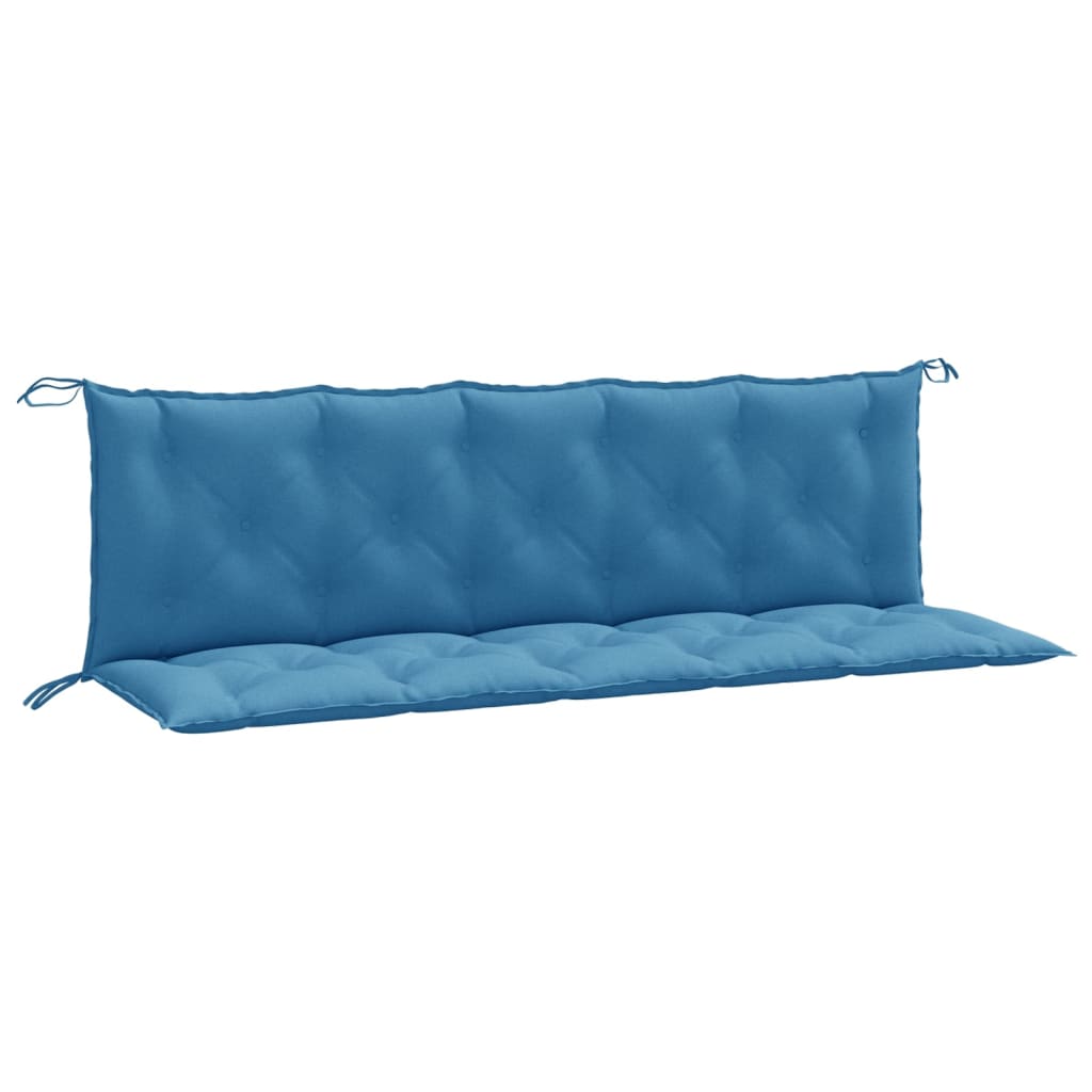 Vidaxl Garden Banc Cushions 2 PCS 180x50x7 cm Tissu bleu mélangé