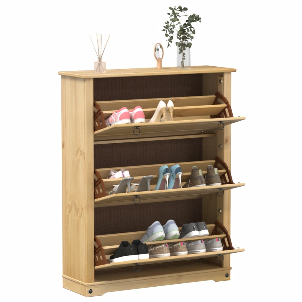 Vidaxl Shoe Cabinet Corona 99x32x124,5 cm Solid fyrretræ