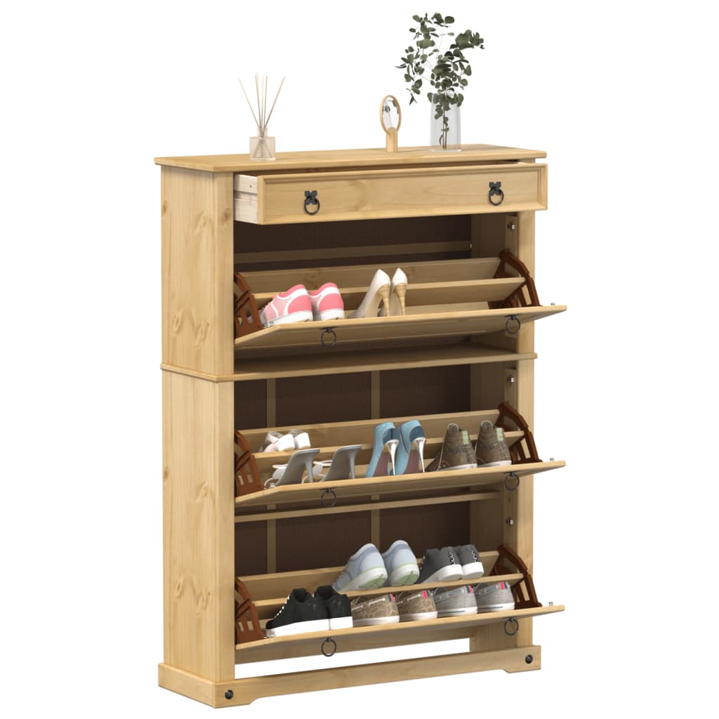 Vidaxl Shoe Cabinet Corona 99x32x138 cm pevná borovice