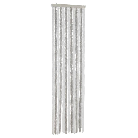 Vidaxl vliegengordijn 56x200 cm chenille lichtgrijs en wit