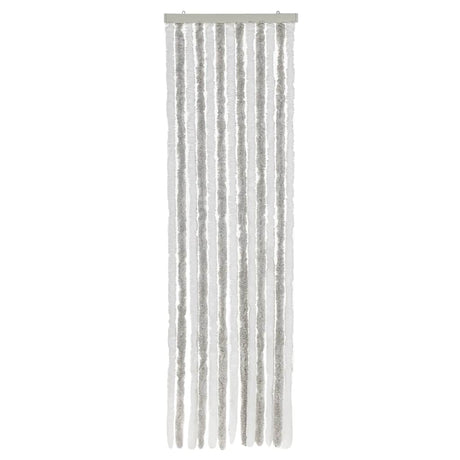 Vidaxl vliegengordijn 56x200 cm chenille lichtgrijs en wit