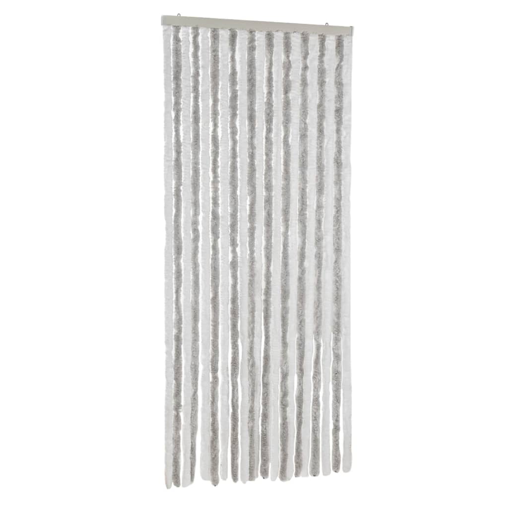 Vidaxx Fliegenvorhang 90x200 cm Chenille Hellgrau und Weiß