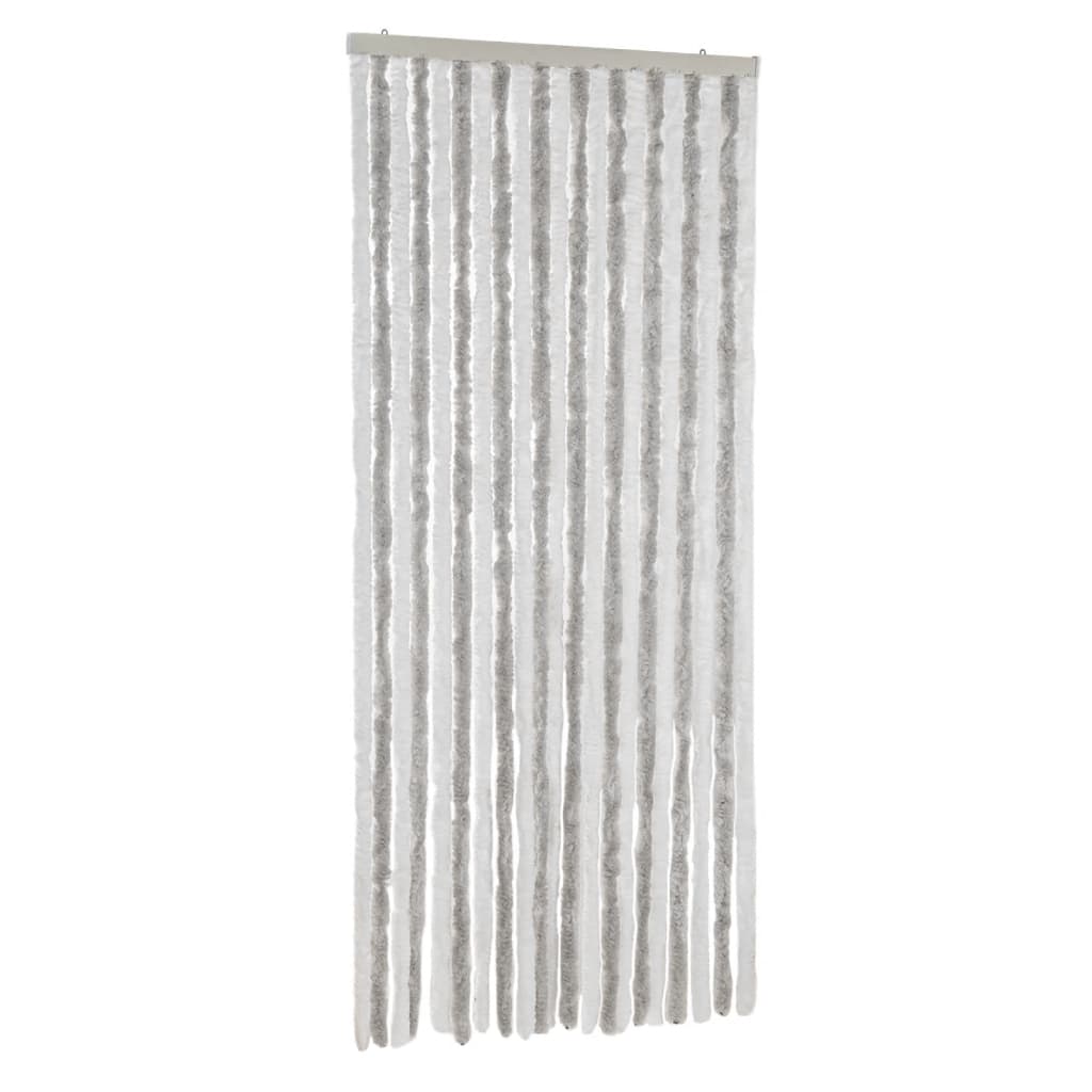 Vidaxx Fliegenvorhang 90x220 cm Chenille Hellgrau und Weiß