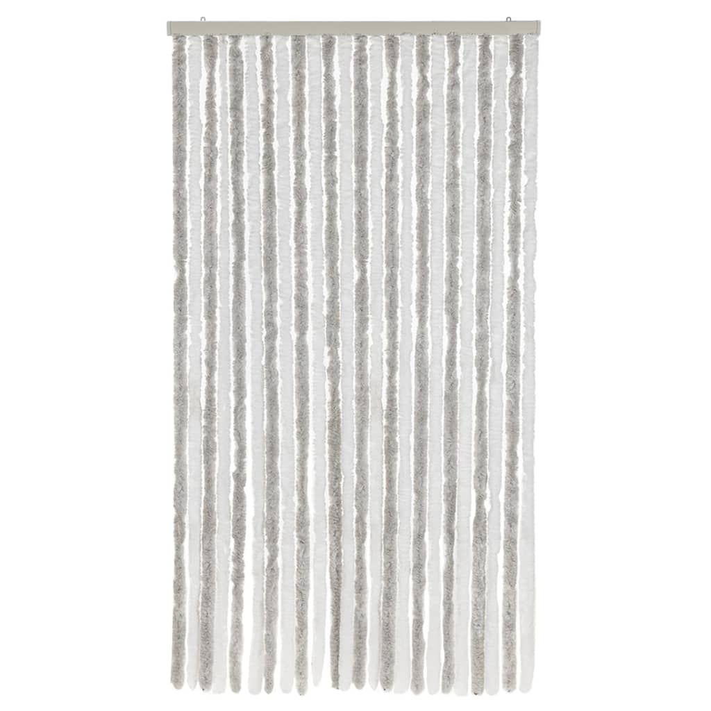 Vidaxx Fliegenvorhang 100x220 cm Chenille hellgrau und weiß
