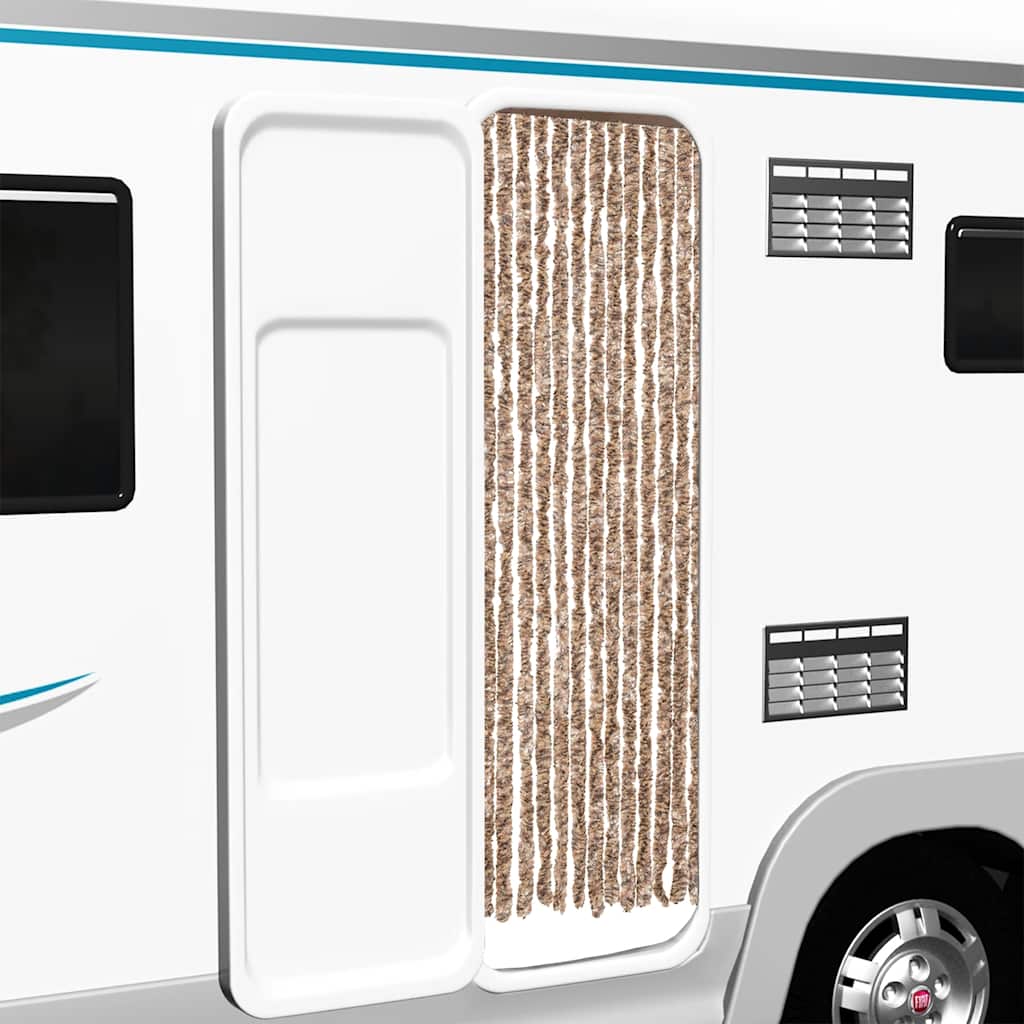 Vidaxx Fliegenvorhang 56x185 cm Chenille Beige und Dunkelbraun