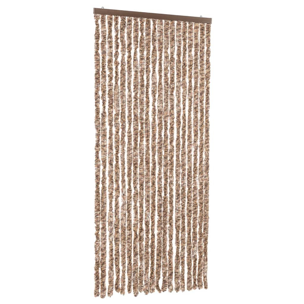 Vidaxl Fly Vorhang 56x200 cm Chenille Beige und dunkelbraun