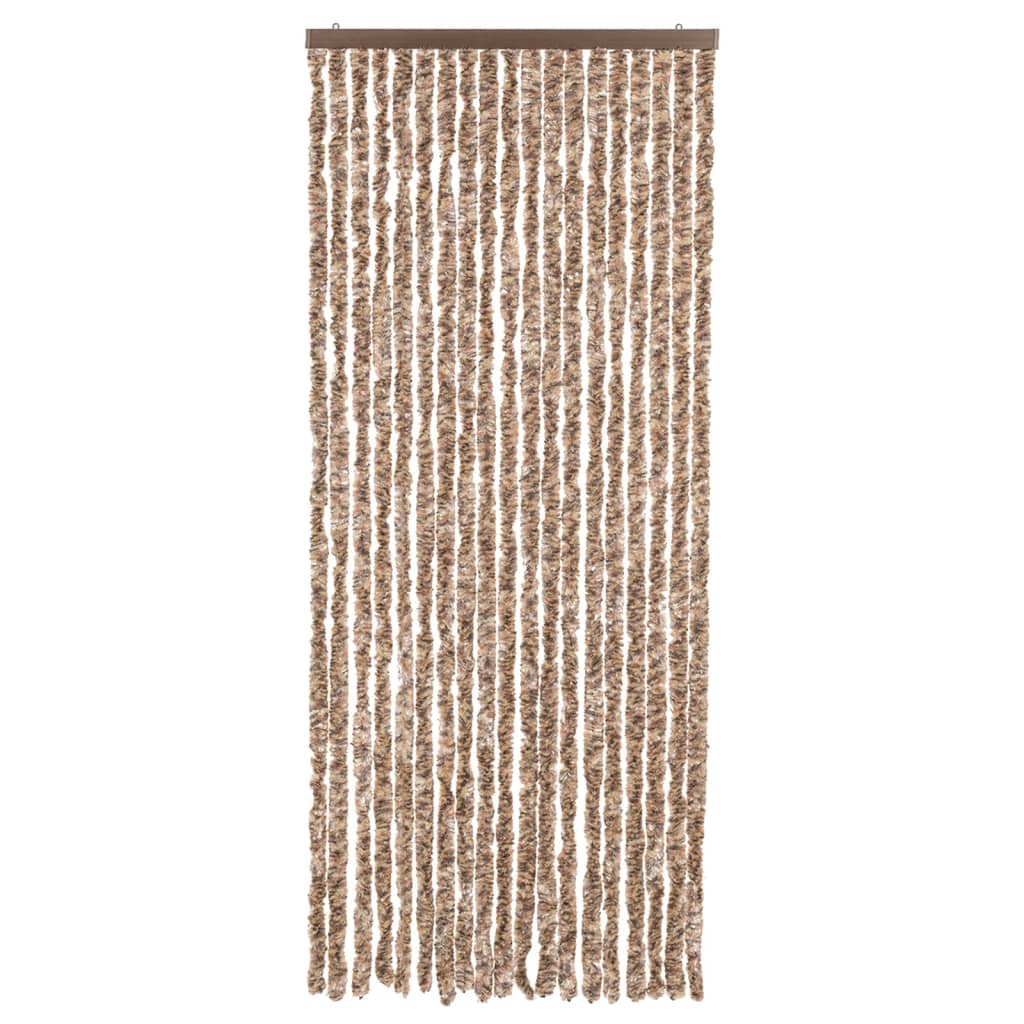 Vidaxl Fly Vorhang 56x200 cm Chenille Beige und dunkelbraun