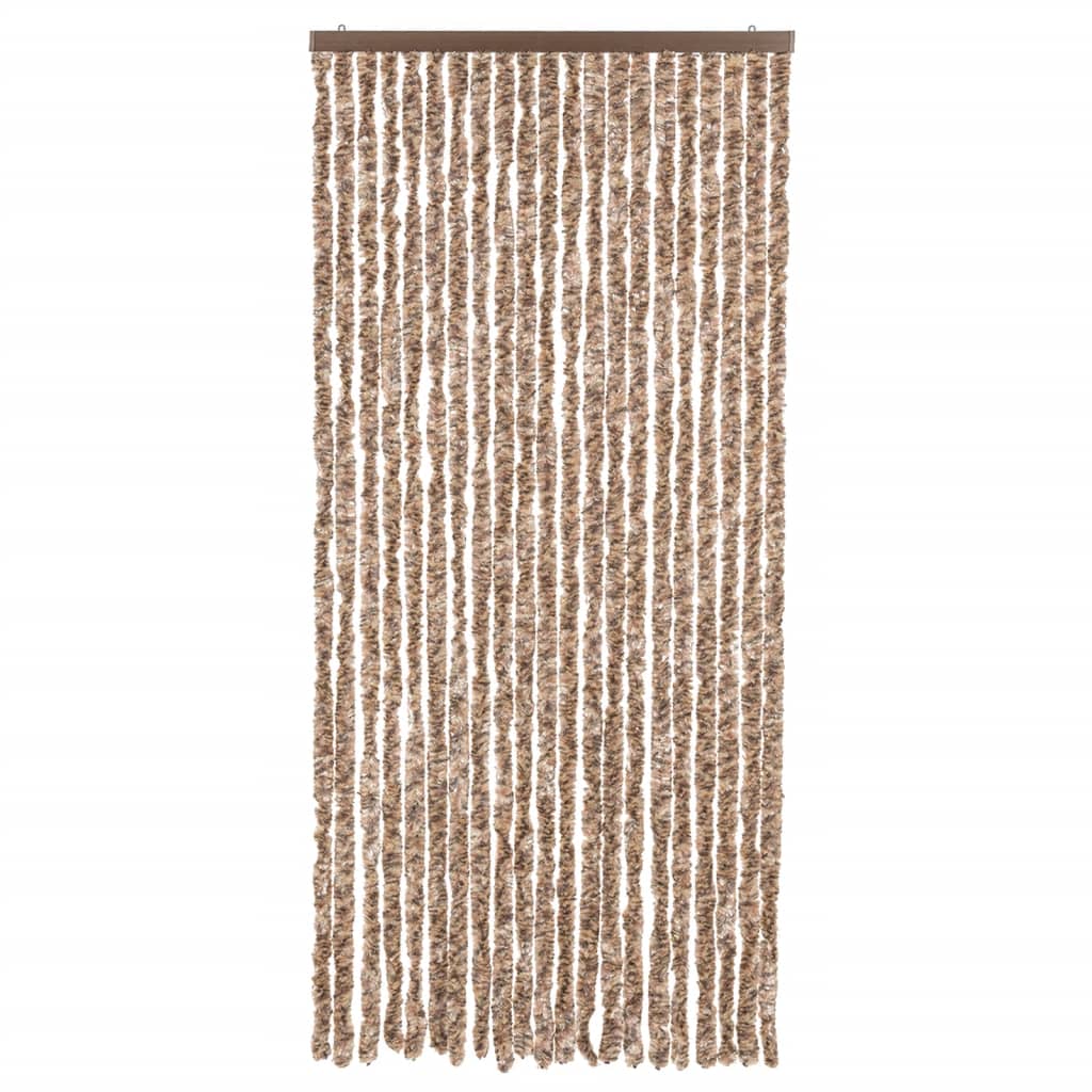 Vidaxl Fly Curtain 90x200 cm Chenille Beige i ciemnobrązowy