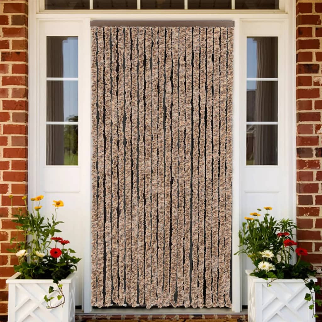 Vidaxl Fly Curtain 90x200 cm Chenille Beige och Dark Brown