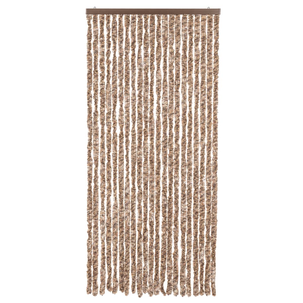 Vidaxl Fly Vorhang 90x220 cm Chenille Beige und dunkelbraun