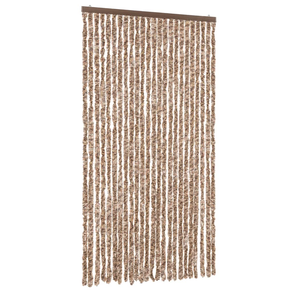 Vidaxl Fly Curtain 100x200 cm Chenille beige e marrone scuro