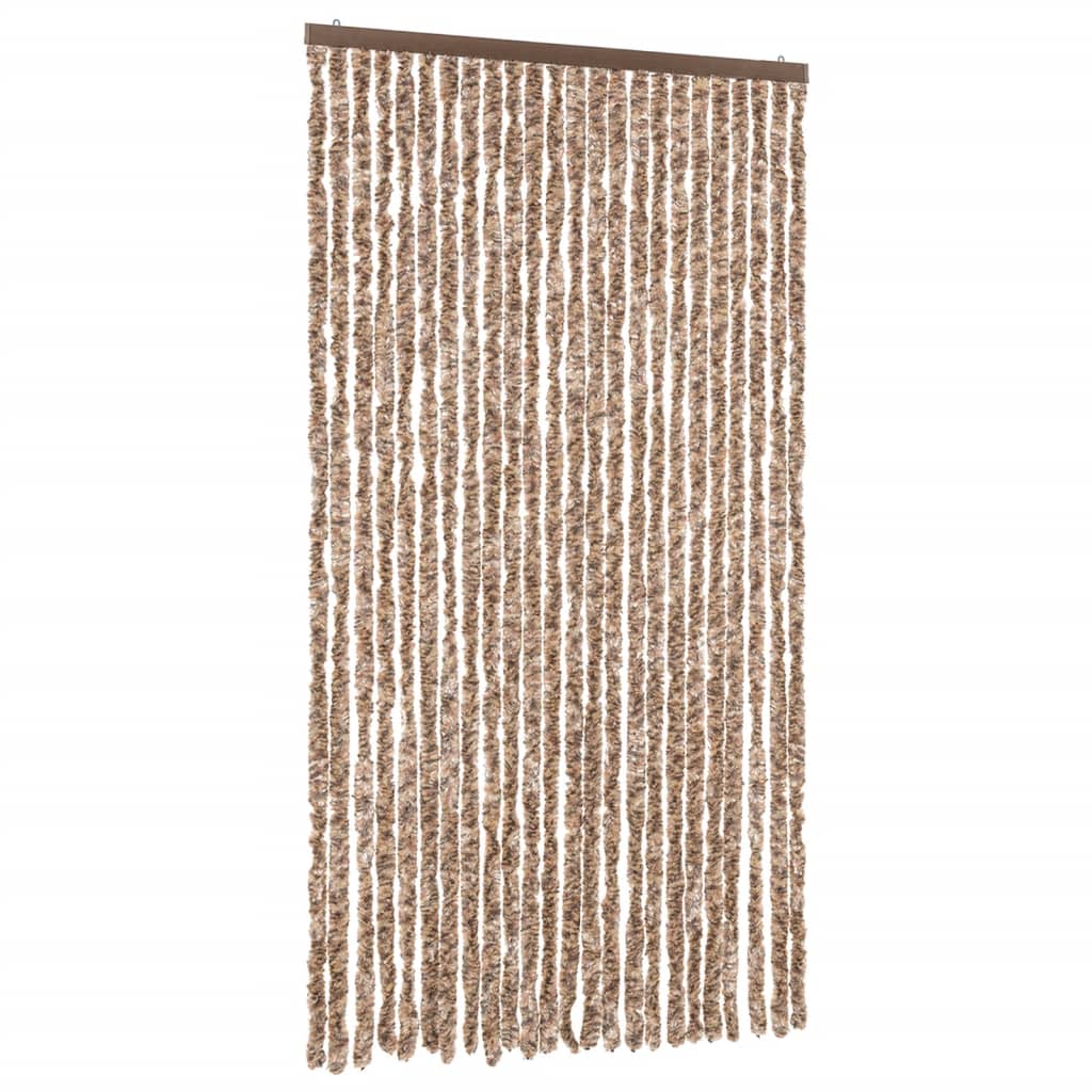 Vidaxl Fly Vorhang 100x220 cm Chenille Beige und dunkelbraun