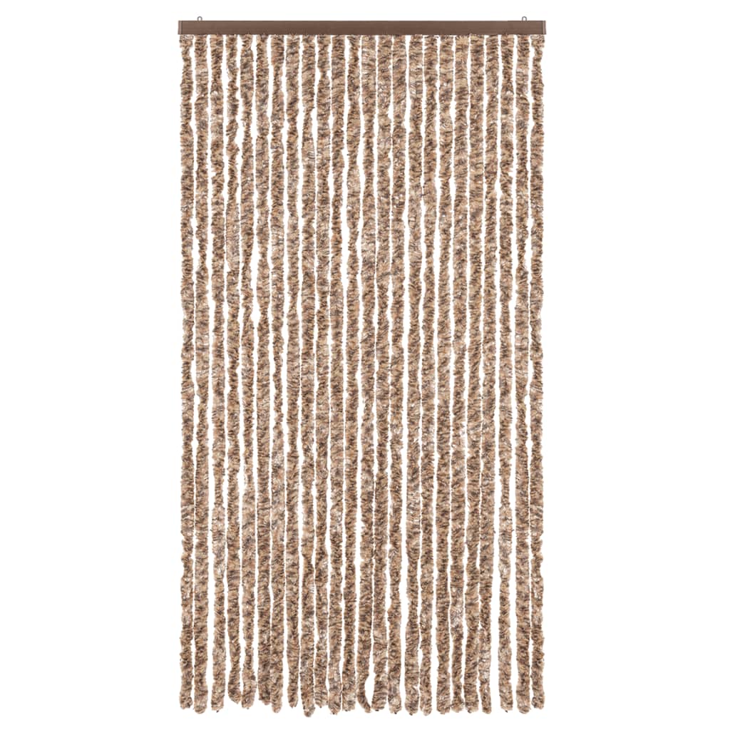 Vidaxl Fly Curtain 100x220 cm Chenille Beige i ciemnobrązowy