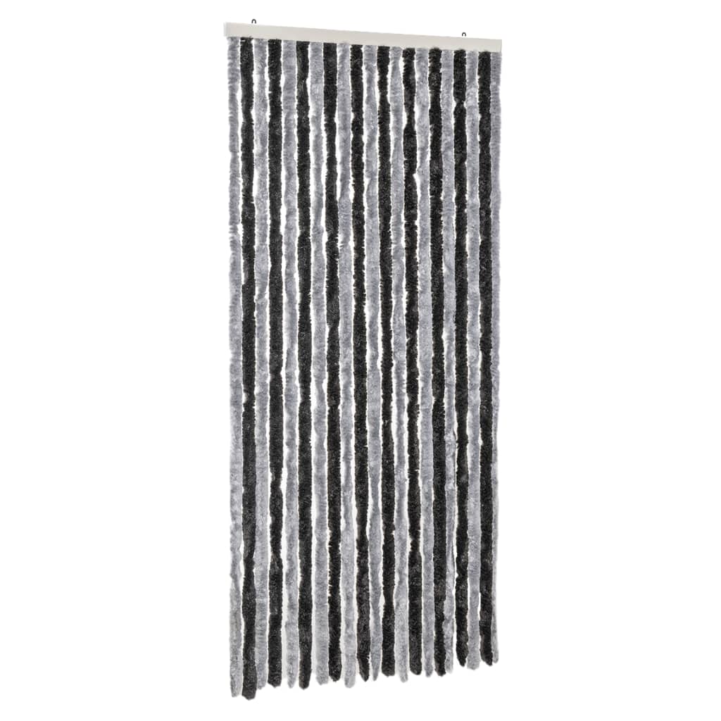 Vidaxx Fliegenvorhang 90x200 cm Chenille Grau und Schwarz