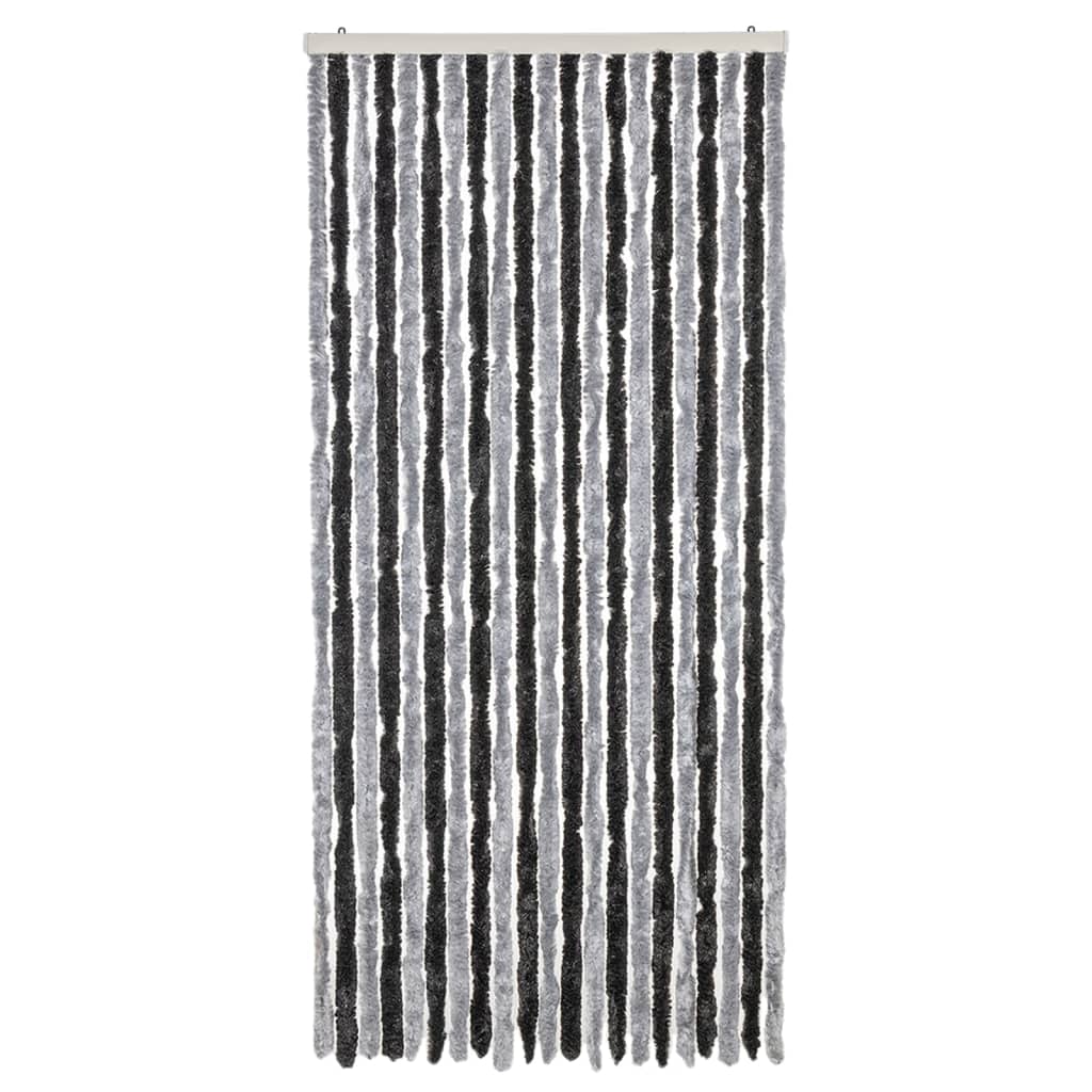 Vidaxx Fliegenvorhang 90x200 cm Chenille Grau und Schwarz