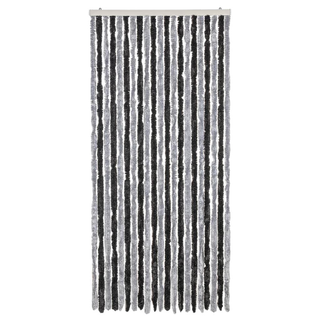 Vidaxl Fly Cundain 90x200 cm Chenille Grey and Black