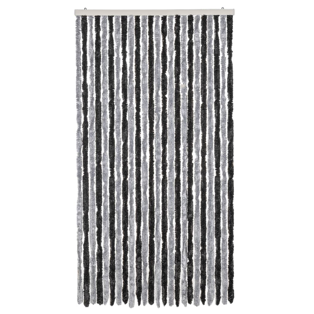 Vidaxl Fly Vorhang 100x200 cm Chenille grau und schwarz