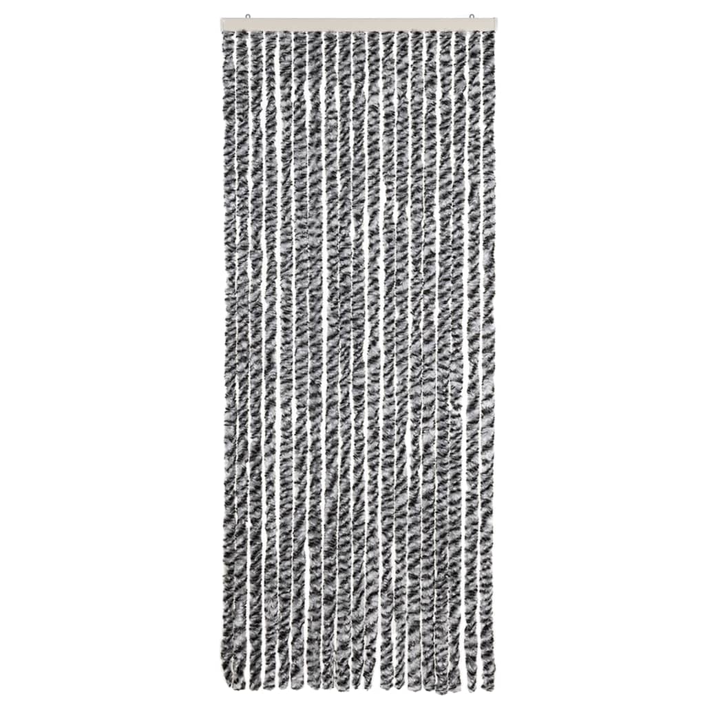 Cortina de mosca Vidaxl 56x185 cm chenille gris y blanco y negro