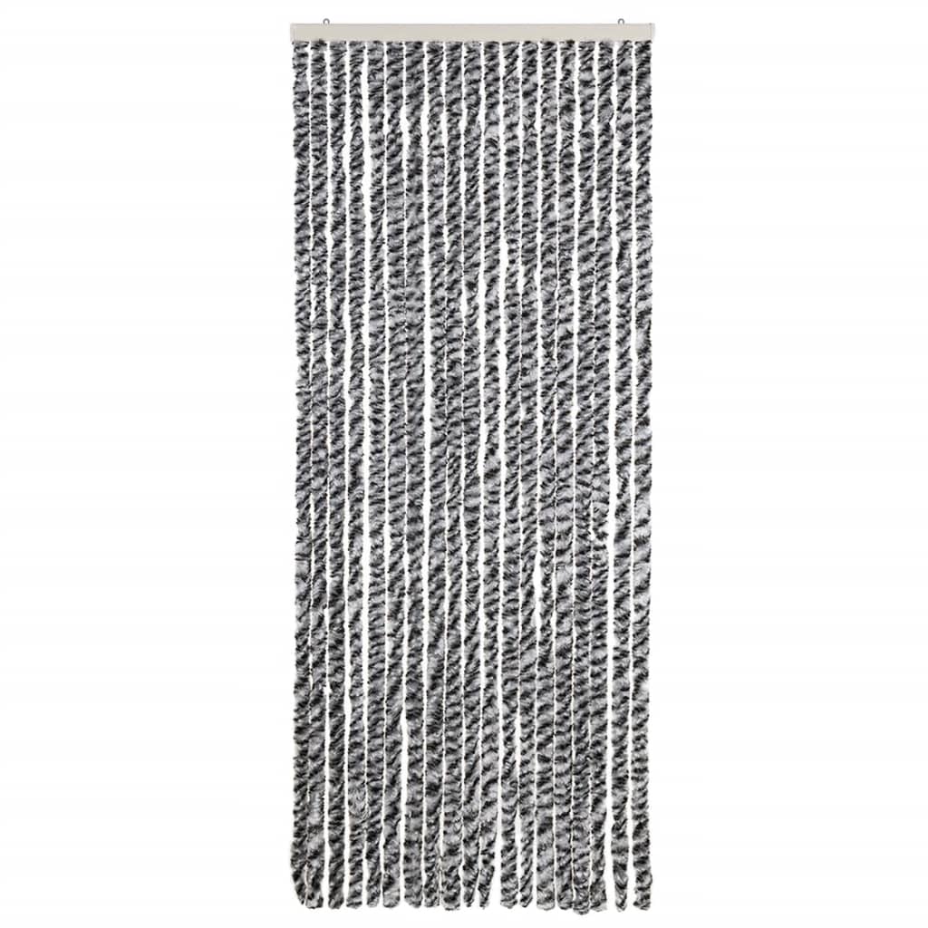 Cortina de mosca Vidaxl 56x200 cm chenille gris y blanco y negro