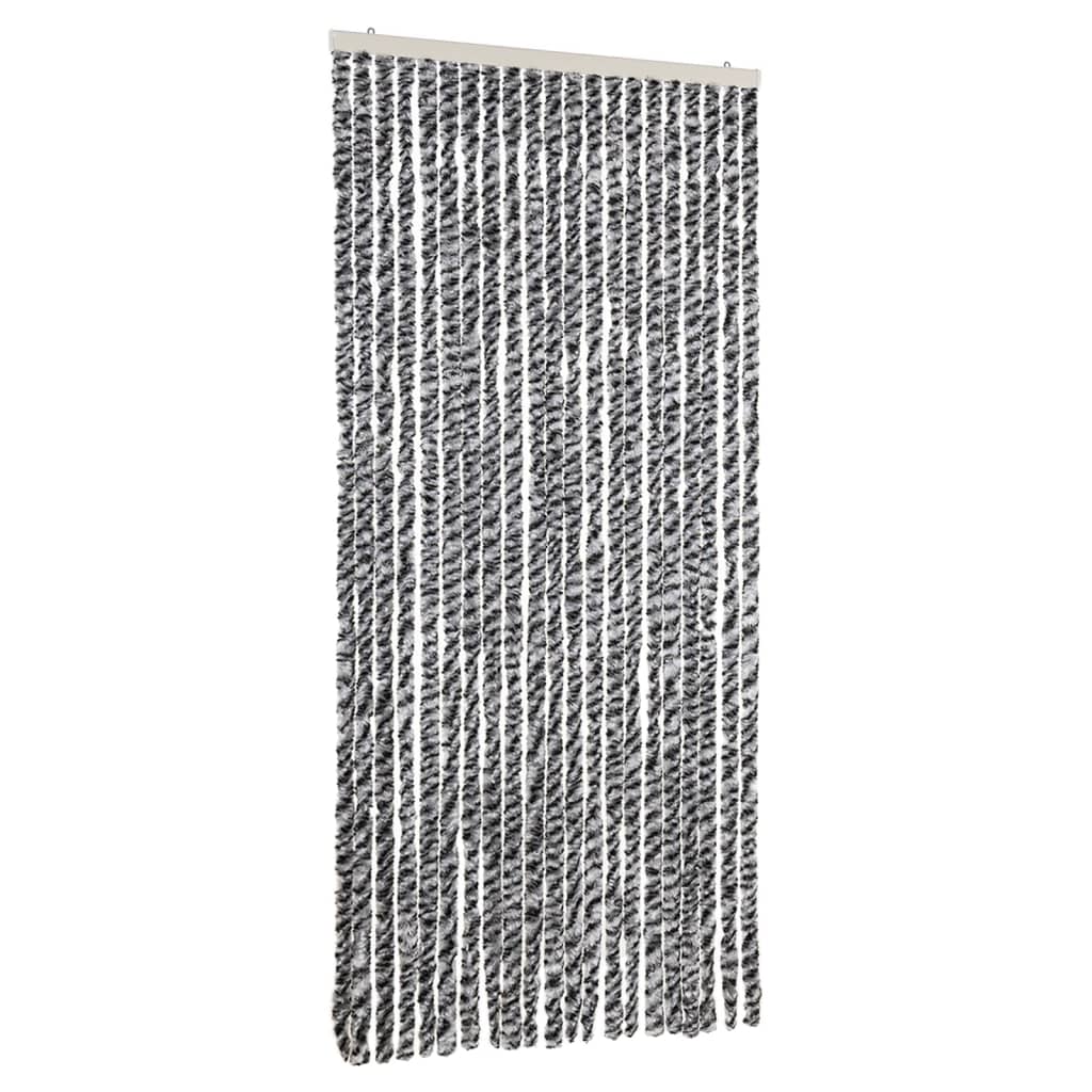 Vidaxl fléien Rido 90x200 cm Chenille Grey a schwaarz a wäiss