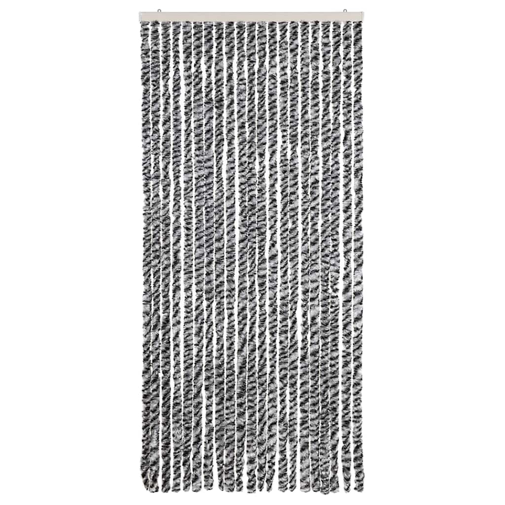 Vidaxx Fliegenvorhang 90x200 cm Chenille Grau und Schwarz und Weiß