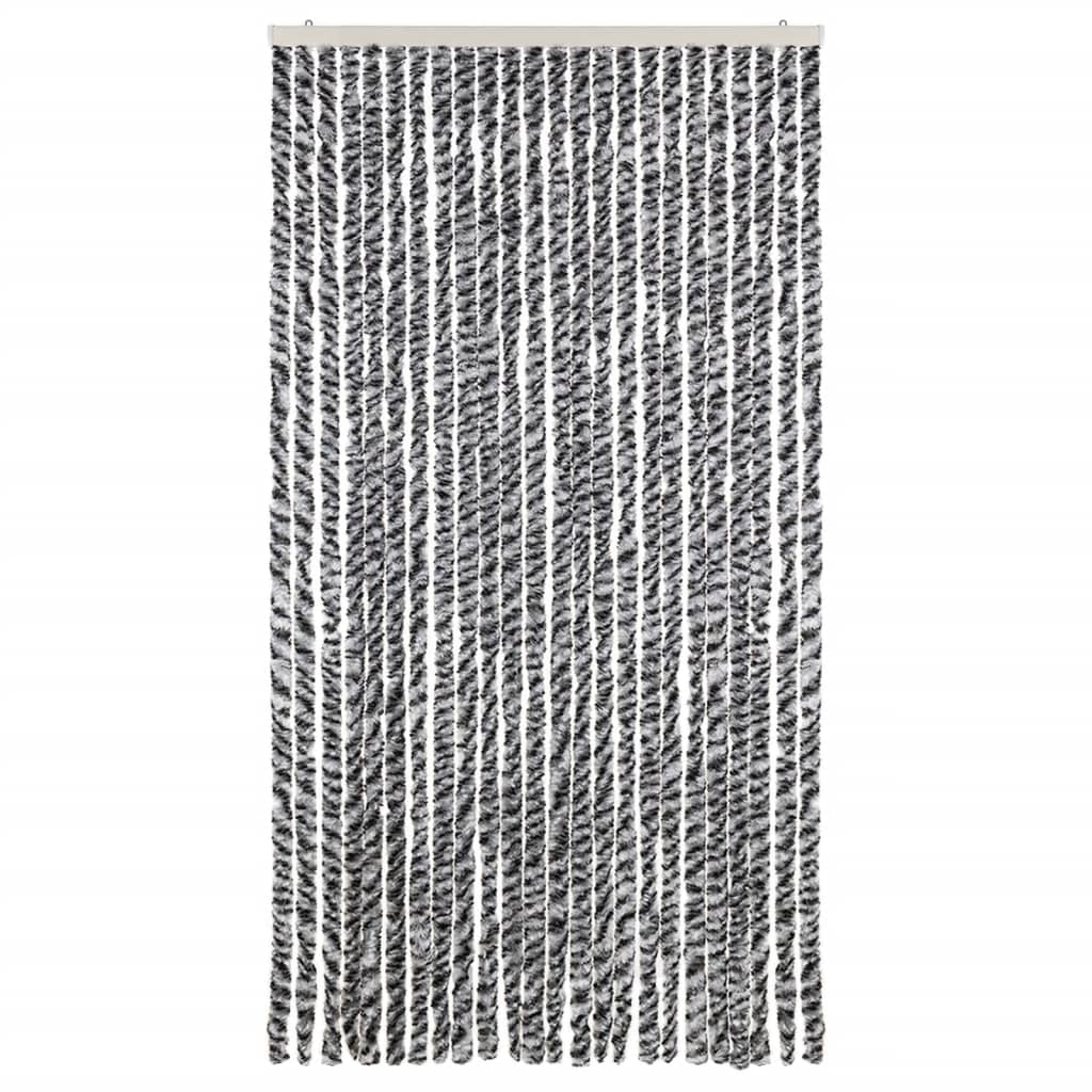 Vidaxl Fly Curtain 100x200 cm Chenille Grey and Black and White