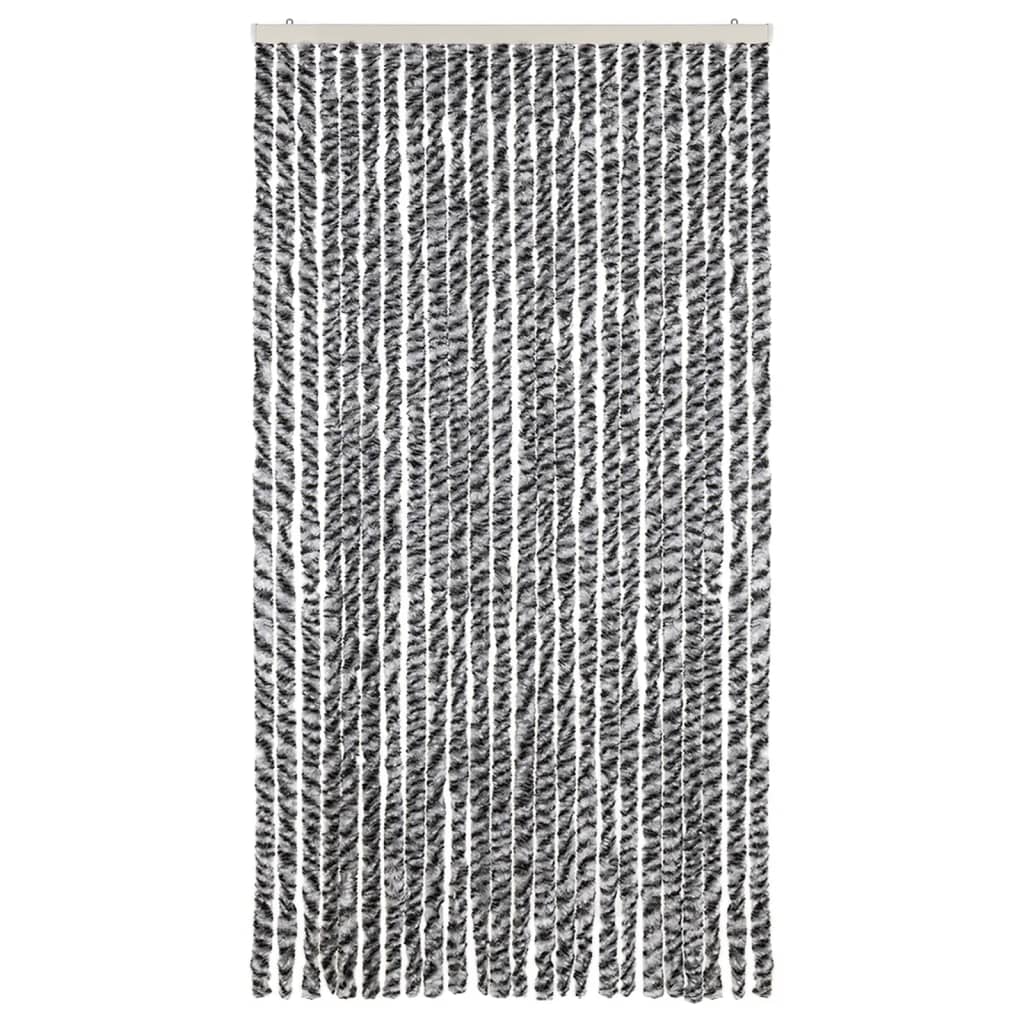 Vidaxl Fly Cundain 100x220 cm Chenille Grey and Black and White