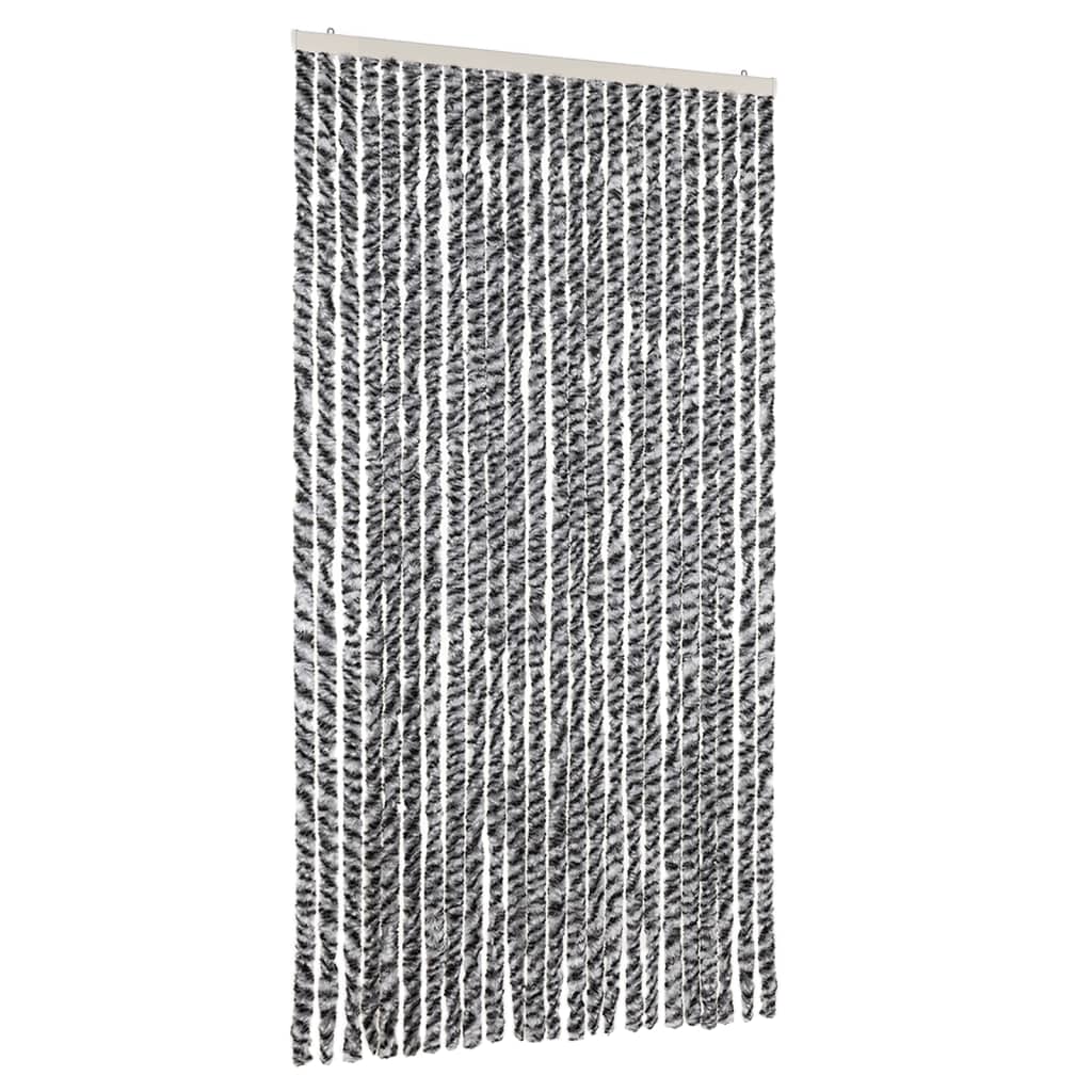 Vidaxx Fliegenvorhang 100x230 cm Chenille Grau und Schwarz und Weiß