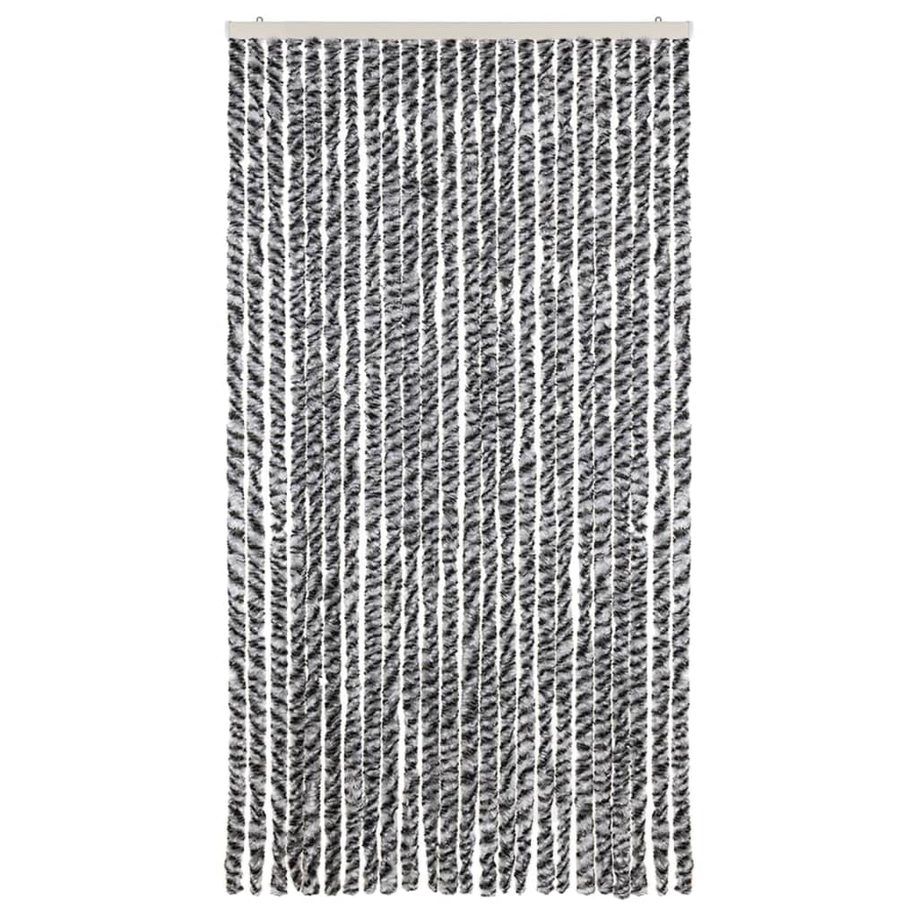Vidaxx Fliegenvorhang 100x230 cm Chenille Grau und Schwarz und Weiß