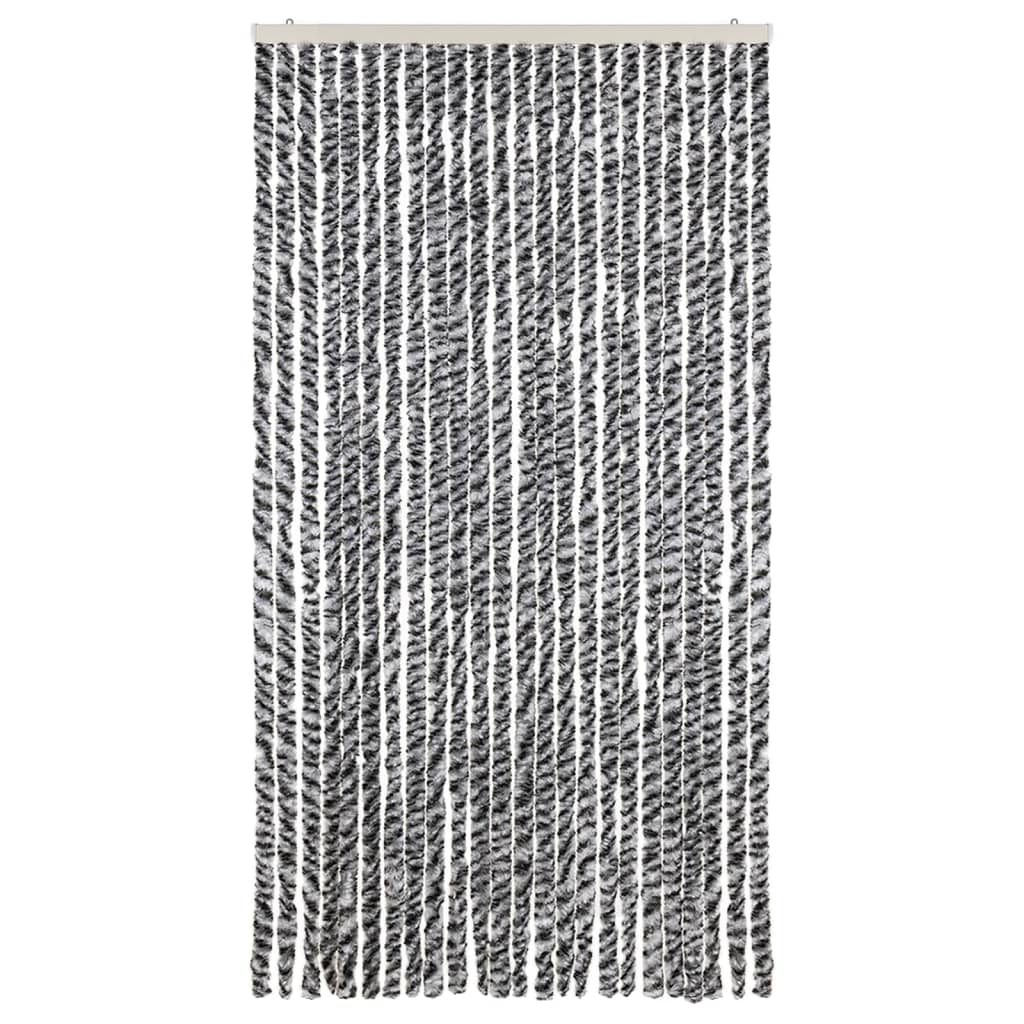 Vidaxl Fly Curtain 100x230 cm Chenille grigio e bianco e nero