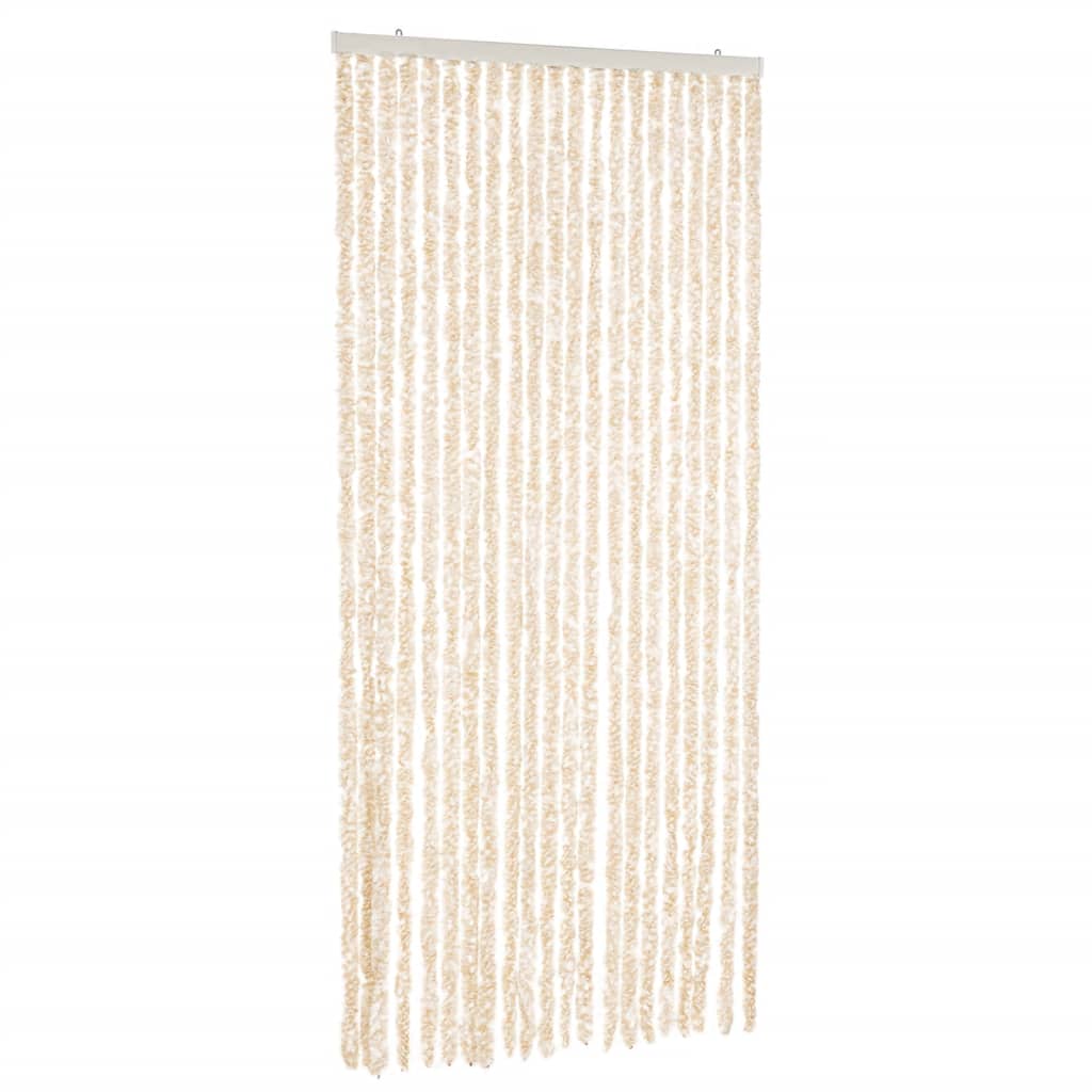 Vidaxl Fly Curtain 90x200 cm Chenille Beige and White