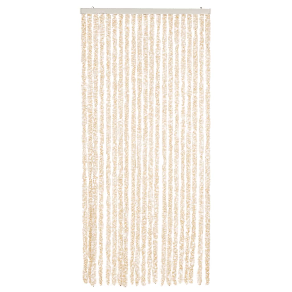 Vidaxl Fly Vorhang 90x200 cm Chenille Beige und Weiß