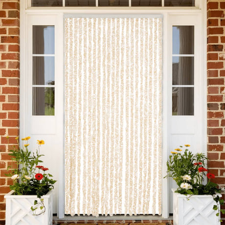 Vidaxx Fliegenvorhang 90x200 cm Chenille Beige und Weiß