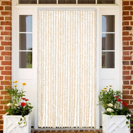 Vidaxx Fliegenvorhang 100x200 cm Chenille Beige und Weiß