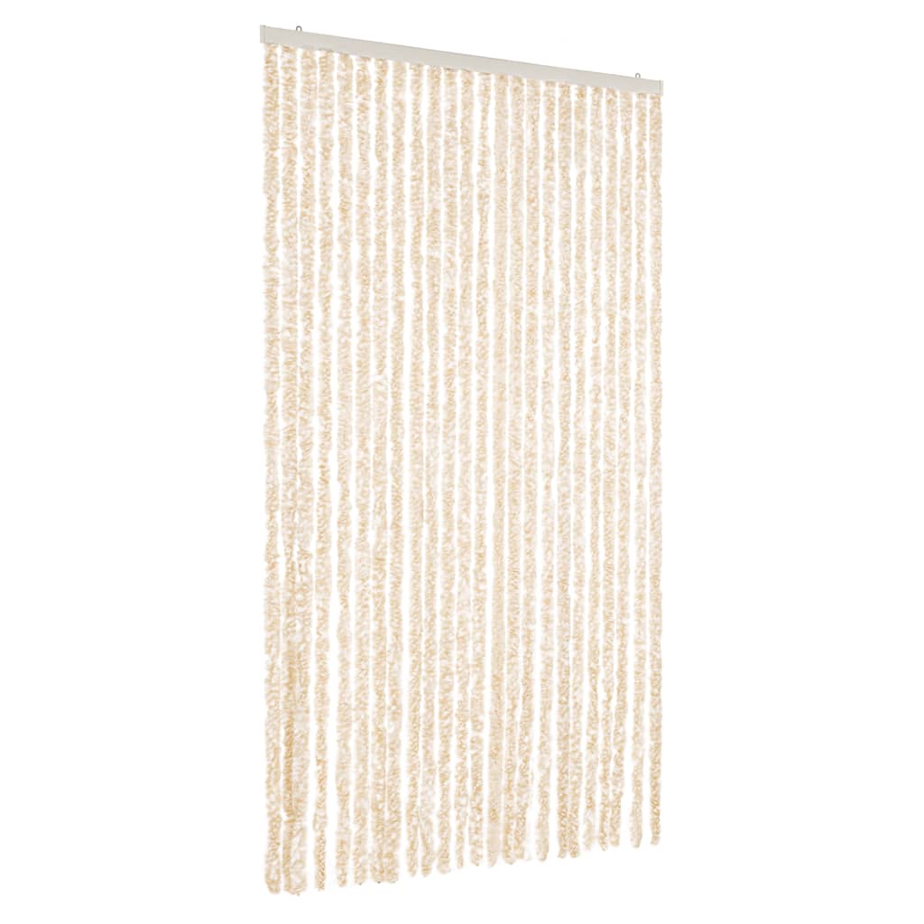 Vidaxl Fly Curtain 100x220 cm CHENILLE BEIGE ET BLANC