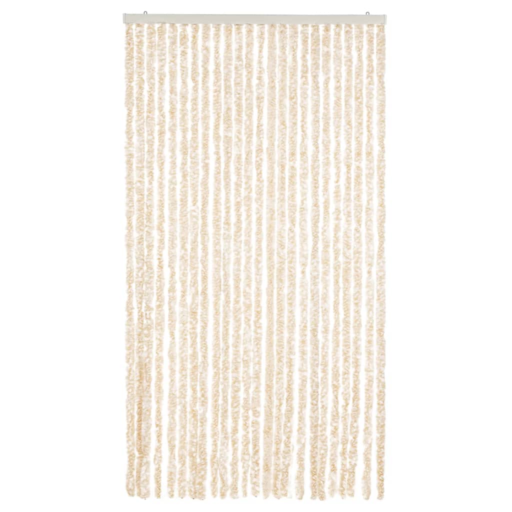 Vidaxl Fly Curtain 100x220 cm CHENILLE BEIGE ET BLANC