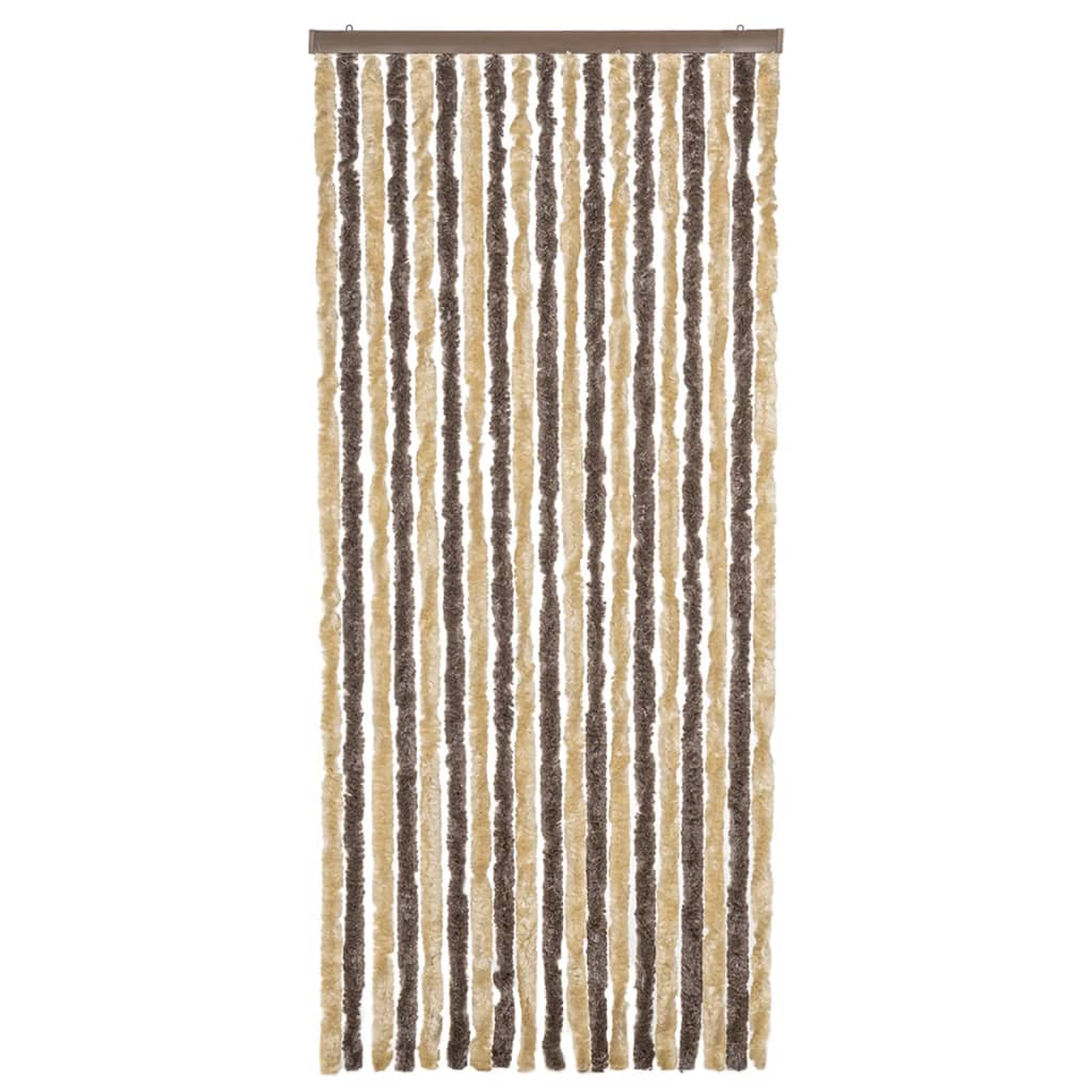 Vidaxl Fly Vorhang 56x200 cm Chenille dunkelbraun und beige