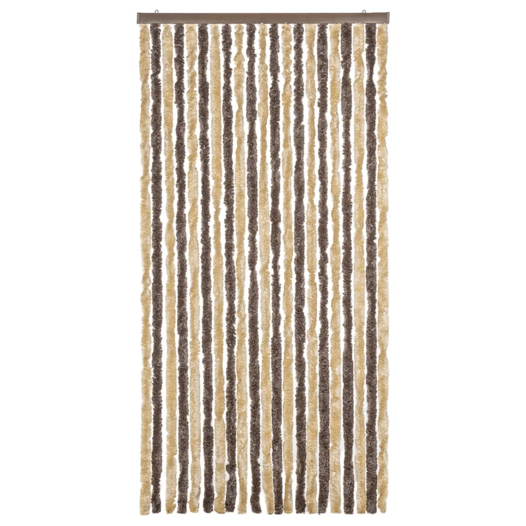 Vidaxl Fly Curtain 90x200 cm CHENILLE BRORN DROIND ET BEIGE