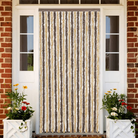 Vidaxx Fliegenvorhang 90x200 cm Chenille Dunkelbraun und Beige