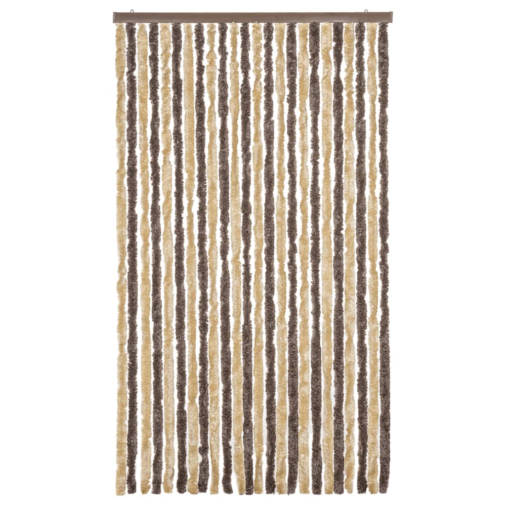 Vidaxl Fly Curtain 100x200 cm Chenille Dark Brown and Beige