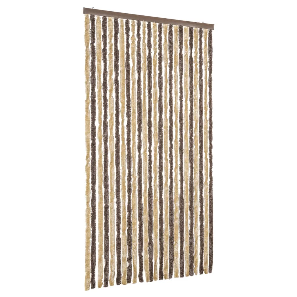 Vidaxl Fly Vorhang 100x230 cm Chenille Dunkelbraun und Beige