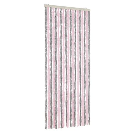 Vidaxx Fliegenvorhang 56x185 cm Chenille Silbergrau und Rosa