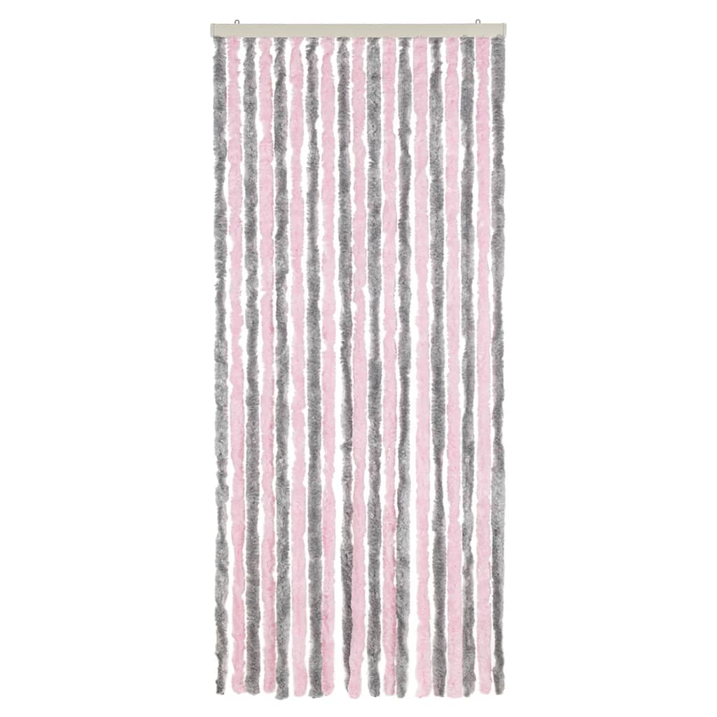 Vidaxx Fliegenvorhang 56x185 cm Chenille Silbergrau und Rosa