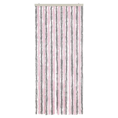 Vidaxx Fliegenvorhang 56x185 cm Chenille Silbergrau und Rosa