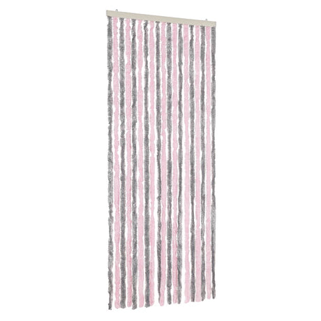 Vidaxx Fliegenvorhang 56x200 cm Chenille Silbergrau und Rosa