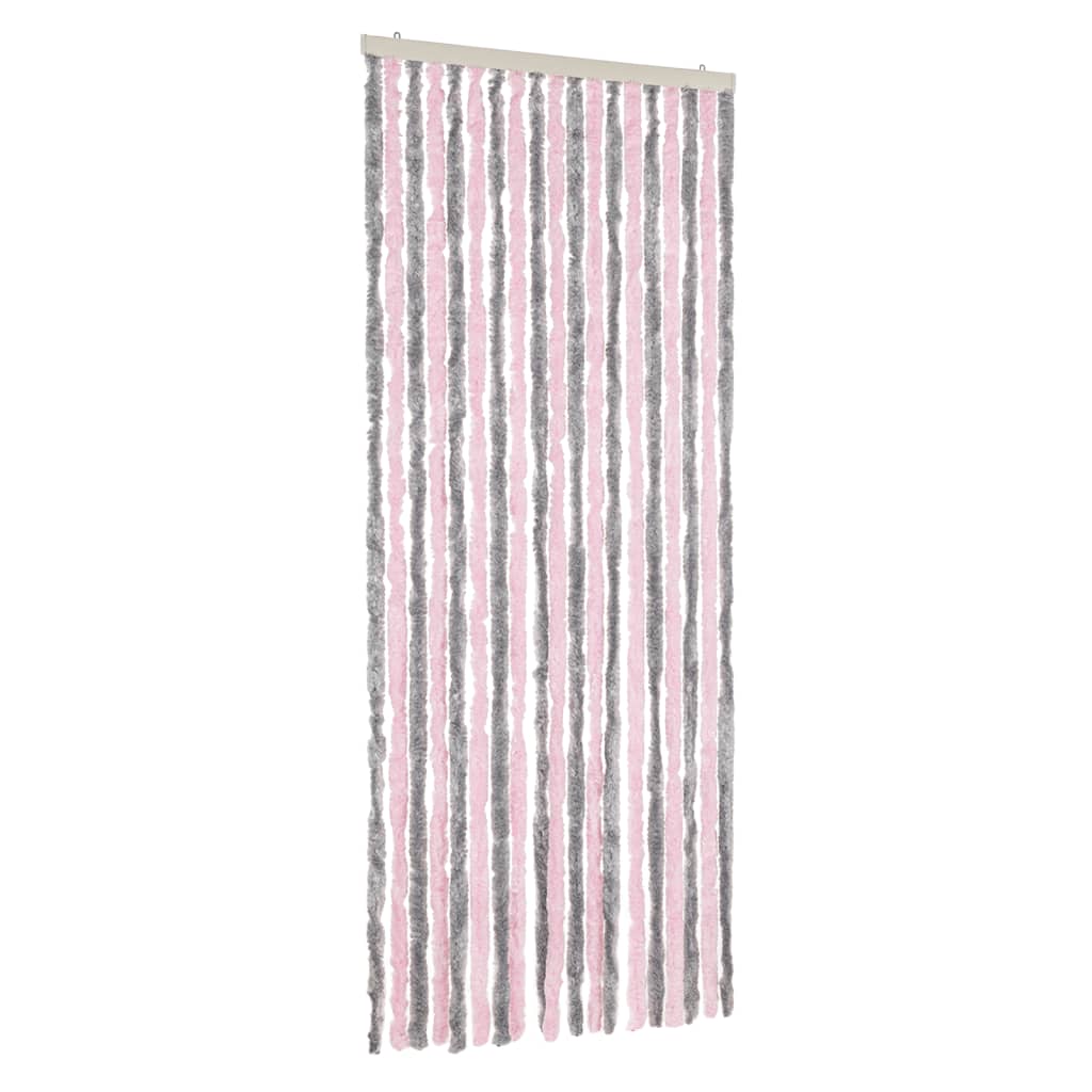 Vidaxl Fly Curtain 56x200 cm chenille silvergrå och rosa